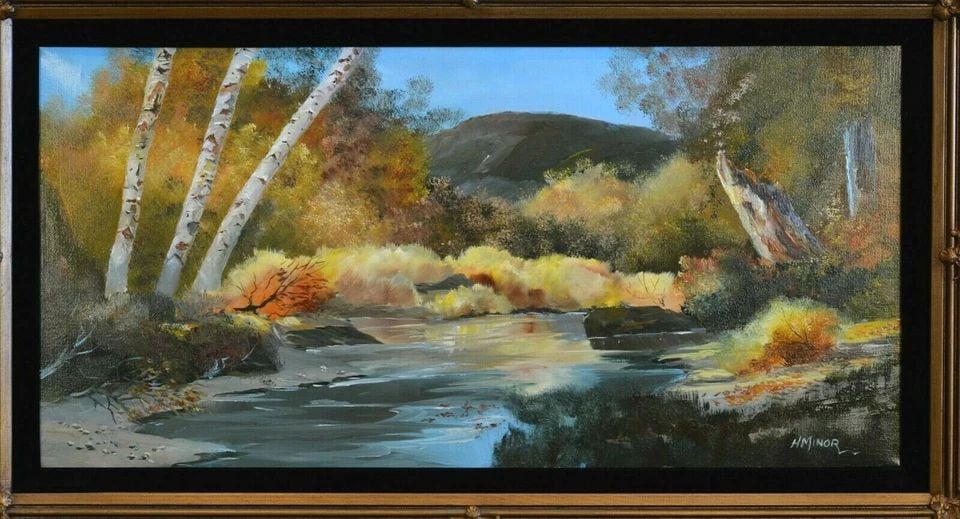 LANDSCAPE PAINTING - "THE LITTLE STREAM" - CALIFORNIA ARTIST HERMAN MINOR (1 of 2)