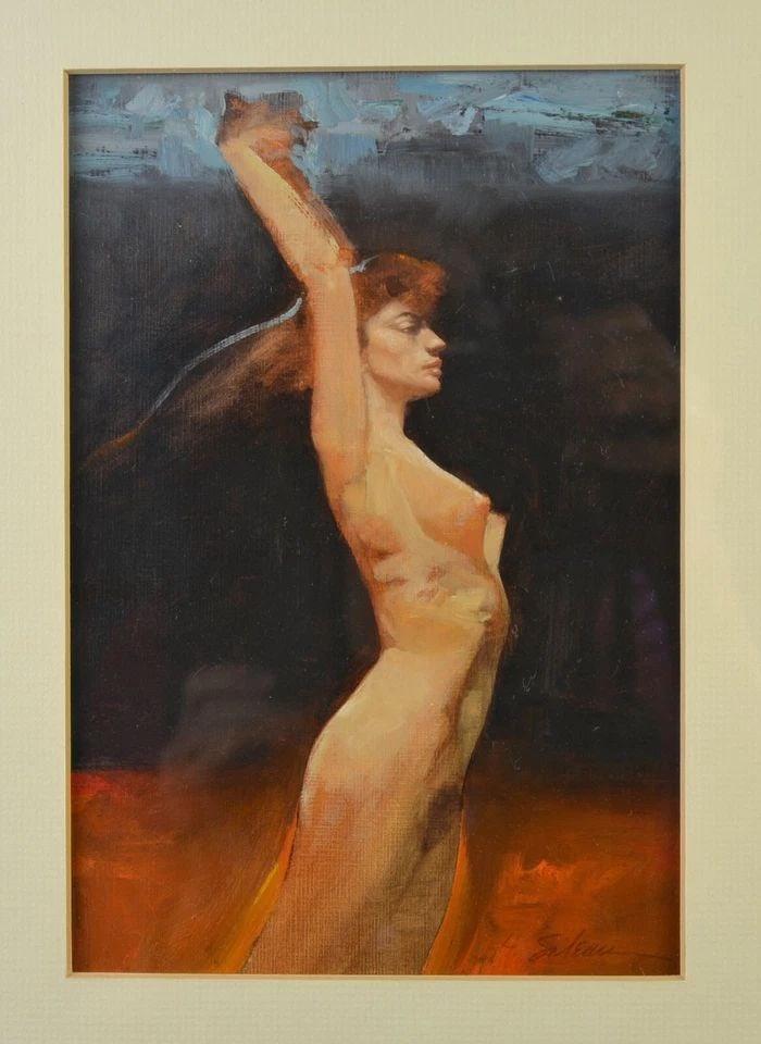 ADULT ONLY ITEM - REQUIRES VERIFICATION: ADULT ONLY ITEM - REQUIRES VERIFICATION Item : This painting was done by listed artist Hodges Soileau (1943-). It is signed in the lower right. The painting has been matted, covered with what feels to