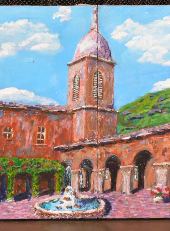 ORIGINAL COLORFUL IMPRESSIONIST OIL PAINTING - OLD MISSION CHURCH - VANCE PARTEN (1 of 2)