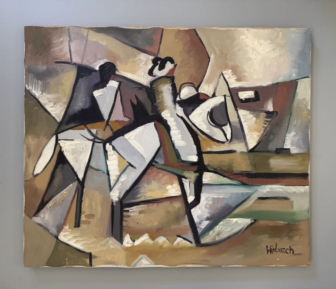 ORIGINAL PAINTING HORSES ABSTRACT ON CANVAS SIGNED 20 X 24 ": 20 x 24 Signed Wiebusch