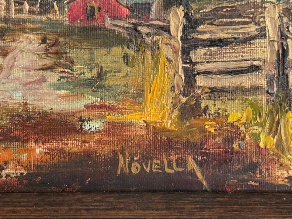 ARTIST NOVELLA ORIGINAL BARN LANDSCAPE PAINTING OIL ON BOARD .. (1 of 2)