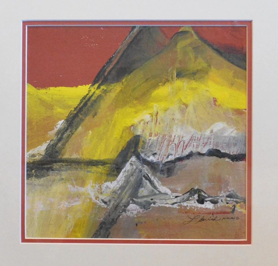 LYNDA C. BURCH - "ORO GRANDE" ABSTRACT LANDSCAPE PAINTING - WATERMEDIA - FRAMED: LYNDA C. BURCH - "ORO GRANDE" ABSTRACT LANDSCAPE PAINTING - WATERMEDIA - FRAMED New Mexico artist Lynda C. Burch has titled this painting "Oro Grande" or Big Gold. It is a colorful abstract landscape 