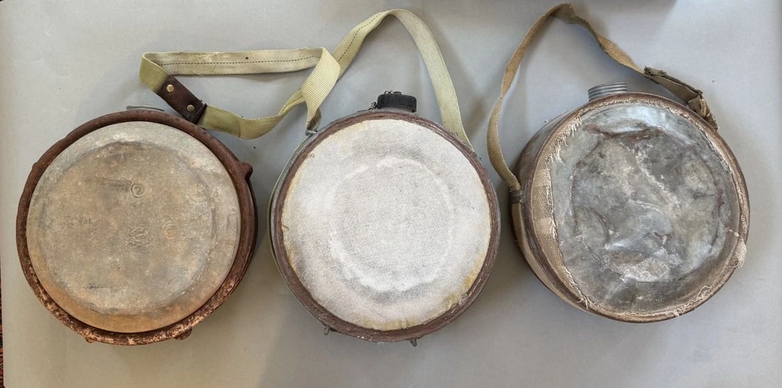 3 OLD ARIZONA VINTAGE COWBOY CANTEENS: 10 " Tall by 9 " wide Throughout the 40 years that I have been in business, I have purchased jewelry from pawn shops throughout the Southwest that had collections of dead pawn. Most of these pawn shop