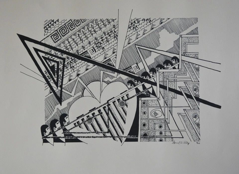 DAVID O. RILEY - HOPI SYMBOLS - THUNDERBOLT RAINCLOUD - PRINT 3/25 (1 of 2)
