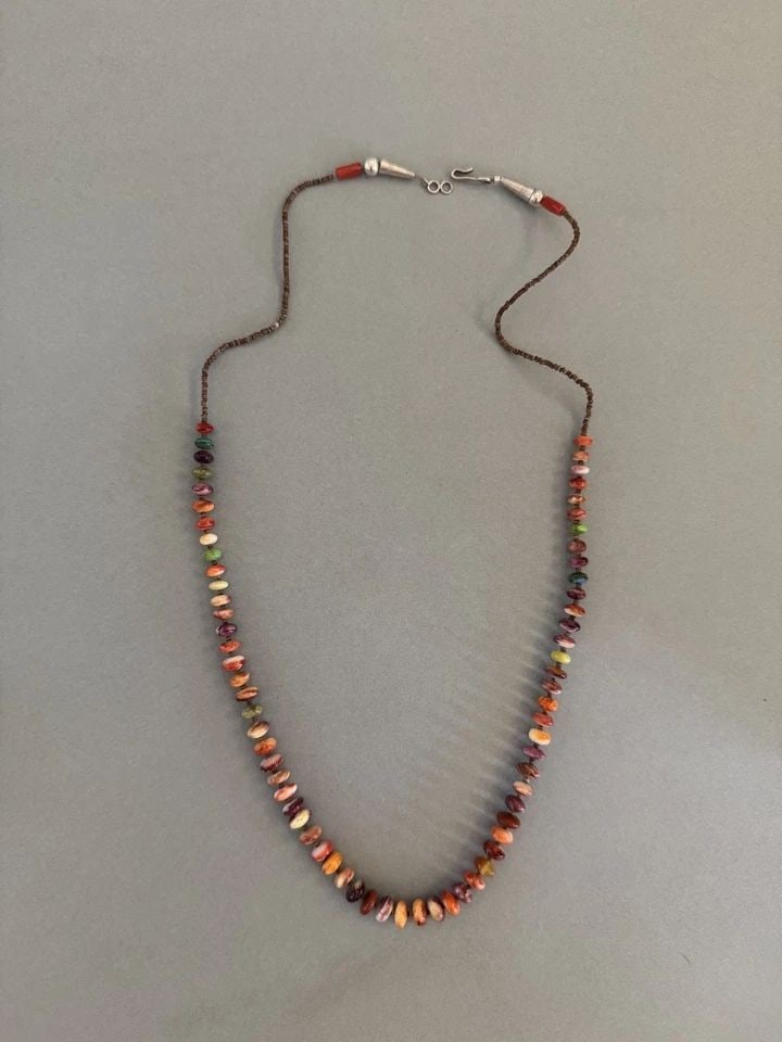 VINTAGE SANTO DOMINGO HEISHI NECKLACE CORA,L TURQUOISE, STONES ...: Coral beads 1/4" wide .. 25" Total Throughout the 40 years that I have been in business, I have purchased jewelry from pawn shops throughout the Southwest that had collections of dead pawn. Most of th