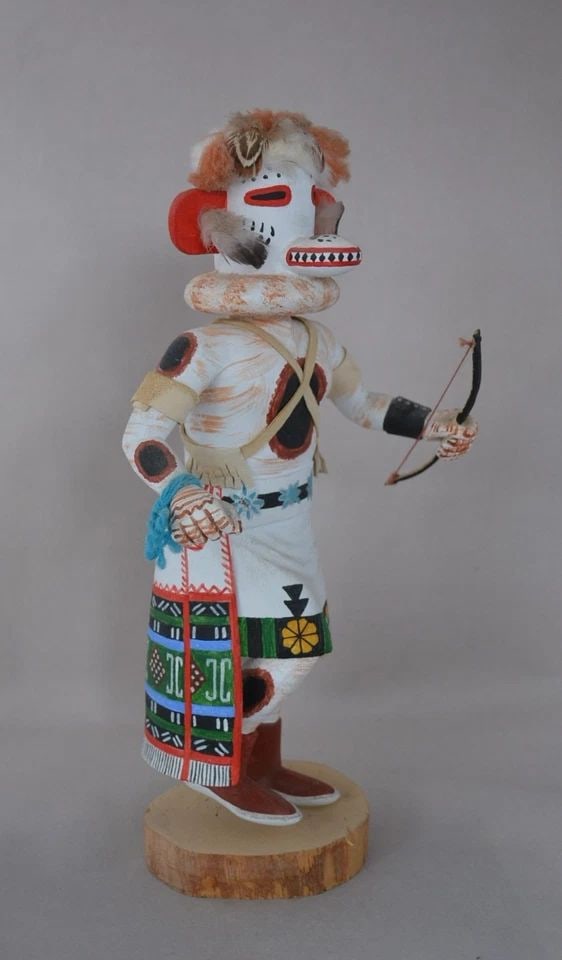 VINTAGE HOPI KACHINA - WHITE BEAR - GIBSON TALAHYTEWA (1934) - 11 3/4" TALL: VINTAGE HOPI KACHINA - WHITE BEAR - GIBSON TALAHYTEWA (1934) - 11 3/4" TALL This White Bear kachina has been beautifully carved by Hopi artist Gibson Talahytewa (1934-). It measures 11 3/4" tall inclu