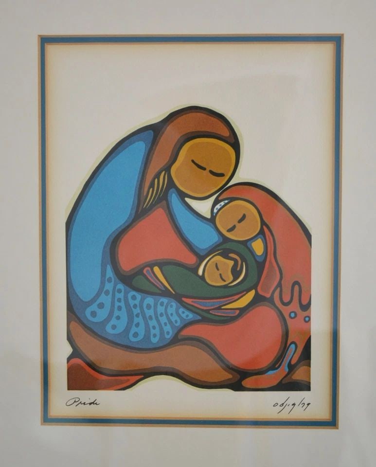 DAPHNE ODJIG - CANADIAN INDIAN ARTIST - ODAWA - MOTHER AND CHILD CARD PRINT: DAPHNE ODJIG - CANADIAN INDIAN ARTIST - ODAWA - MOTHER AND CHILD CARD PRINT This is a beautiful print by the renowned Canadian Indian artist Daphne Odjig. This is a licensed reprint done in 1979. Limi
