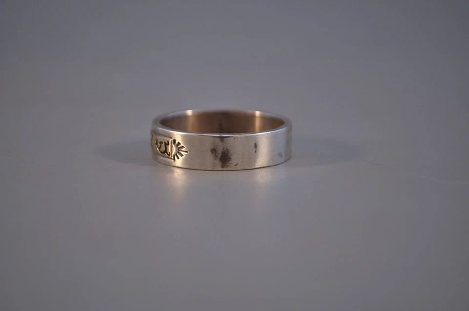 NAVAJO 14 KT SOLID GOLD AND STERLING SILVER RING S.SKEETS SIZE 13 (1 of 2)