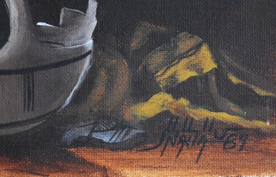 BRENT NAHA - HOPI STILL LIFE OIL PAINTING - POTTERY, CORN, WOVEN SASH (1 of 2)