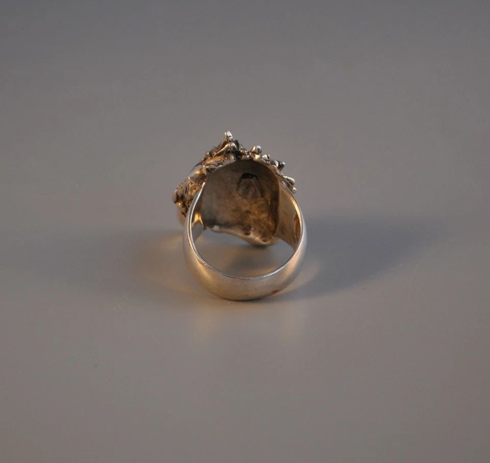 VINTAGE STERLING MEN'S RING - CAST SILVER EAGLE - ROBERT DROZD - SIZE 11 3/4 (1 of 2)