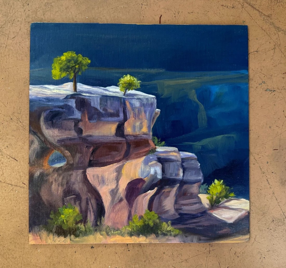 CYNDI THAU GRAND CANYON ..OUTDOOR PLEIN AIR 12" X 12" (1 of 2)