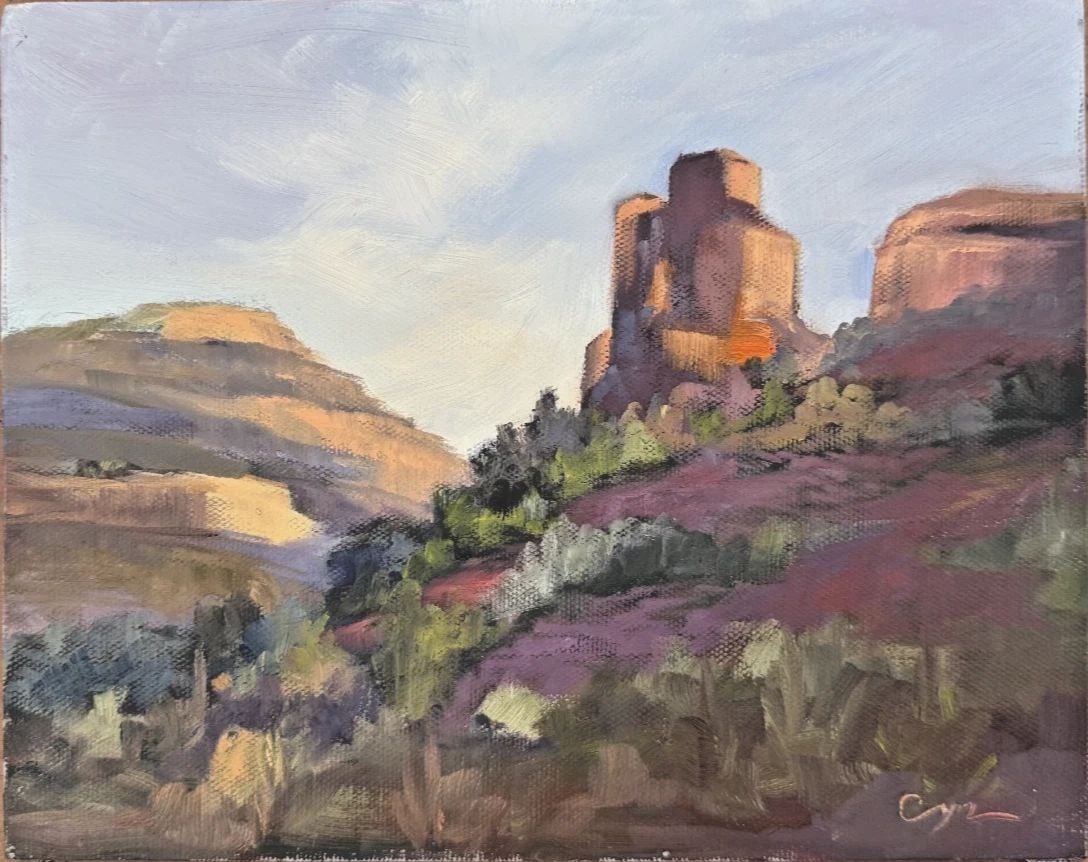 DRY CREEK VISTA SEDONA ARIZONA OIL ON BOARD PAINTING 8 X 10: 8 x 10 By Cyndi Thau