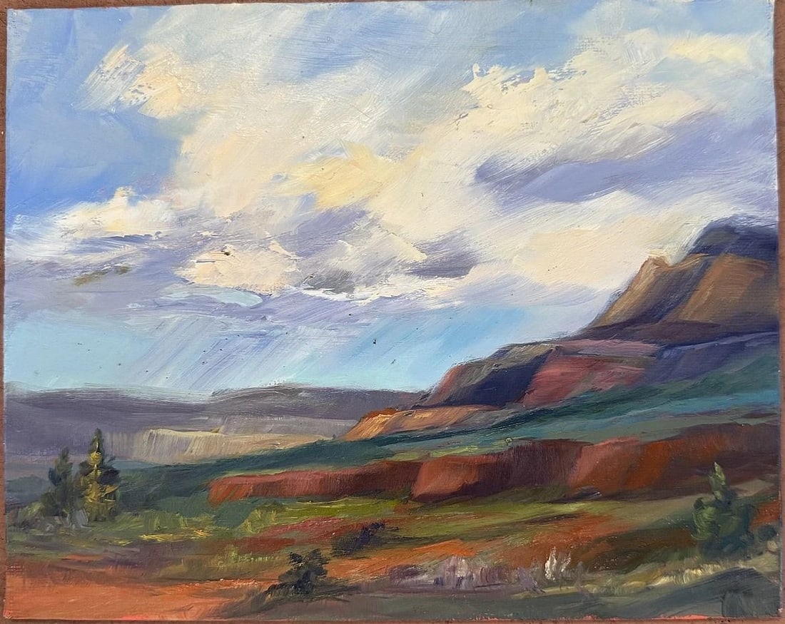 OUTBACK SEDONA ARIZONA PAINTING LANDSCAPE OIL ON BOARD: 8 x 10 " By Cyndi Thau