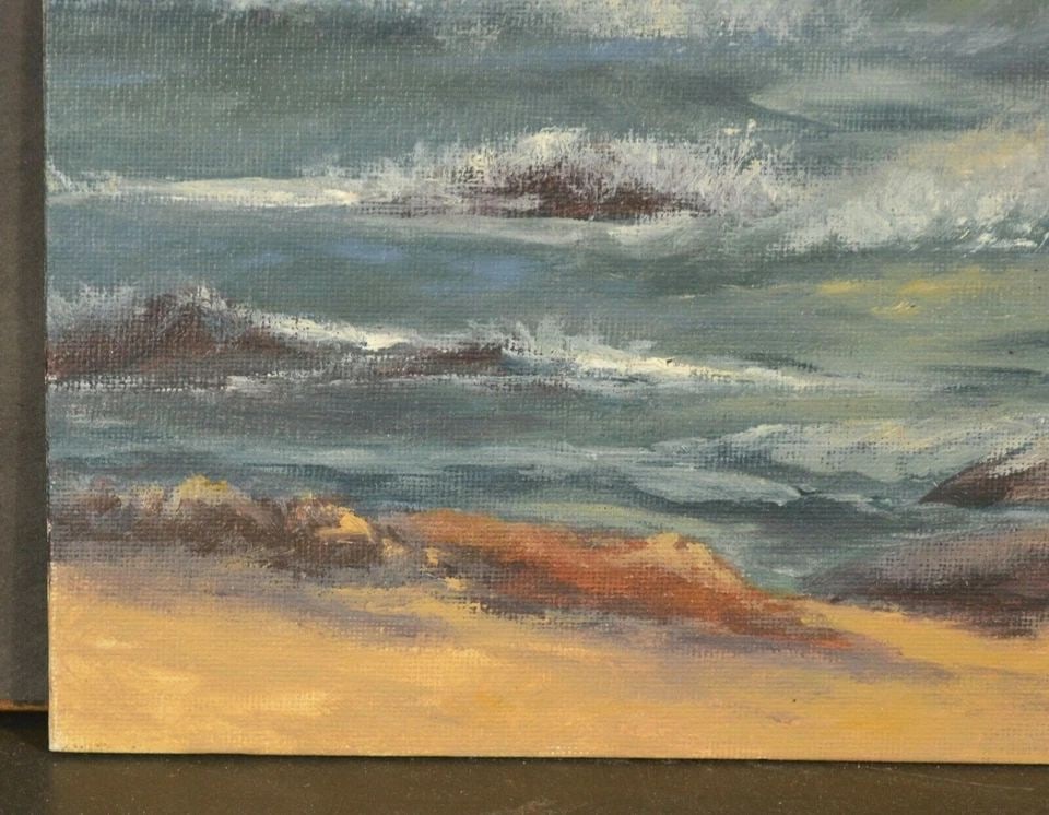 IMPRESSIONIST OIL PAINTING - ALISO BEACH LAGUNA CALIFORNIA - CYNDI THAU: IMPRESSIONIST OIL PAINTING - ALISO BEACH LAGUNA CALIFORNIA - CYNDI THAU Item Description: This lovely seascape was done by Sedona, AZ artist Cyndi Thau. It is identified as "Laguna - Aliso Beach" on t