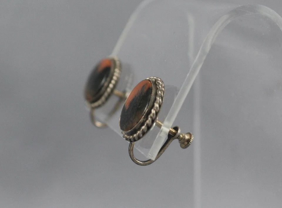 OLD PAWN NAVAJO AGATE EARRINGS (1 of 2)