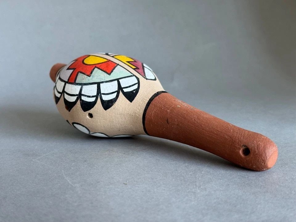 JEMEZ PUEBLO CLAY POTTERY DANCER RATTLE 7 1/2 " TALL (1 of 2)