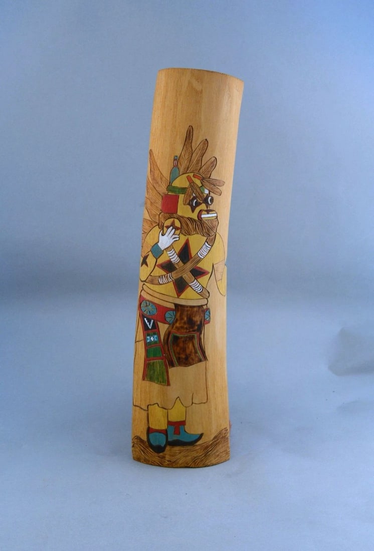 VINTAGE ROB MANYGOATS KACHINA ..YELLOW CHASING STAR 13": Item Description: 13" Tall x 3" wide