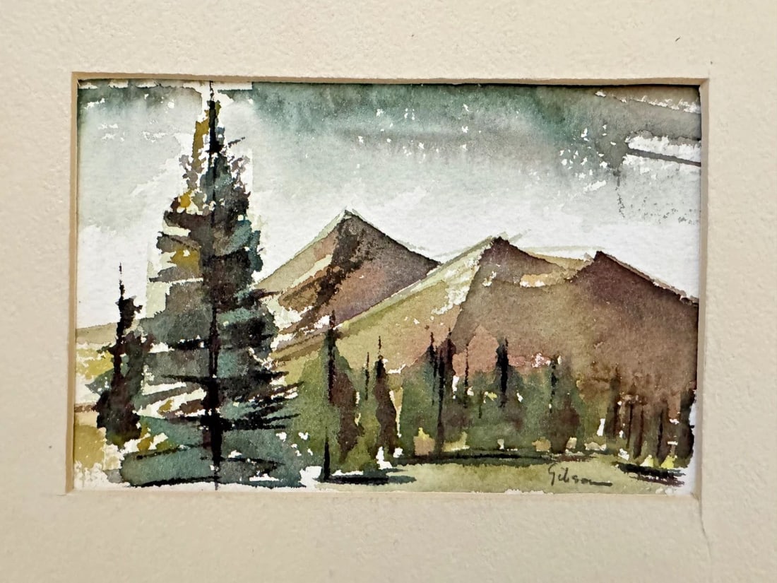 COLORADO ,MONTANA, ? NORTHWEST WATERCOLOR LANDSCAPE PAINTING 3 3/4 X 5 1/2 " (1 of 2)