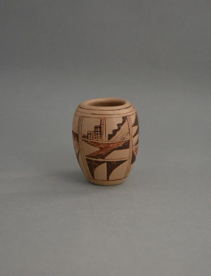FERN LALO - MINIATURE HOPI POT - POLYCHROME VASE - 2 3/4" TALL (1 of 2)