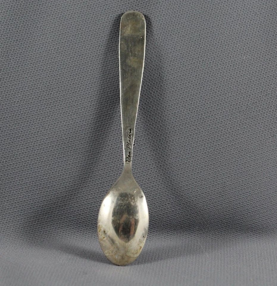 VINTAGE NAVAJO INDIAN CAST SILVER DEMITASSE SPOON - DON PLATERO - 3.75" LONG (1 of 2)