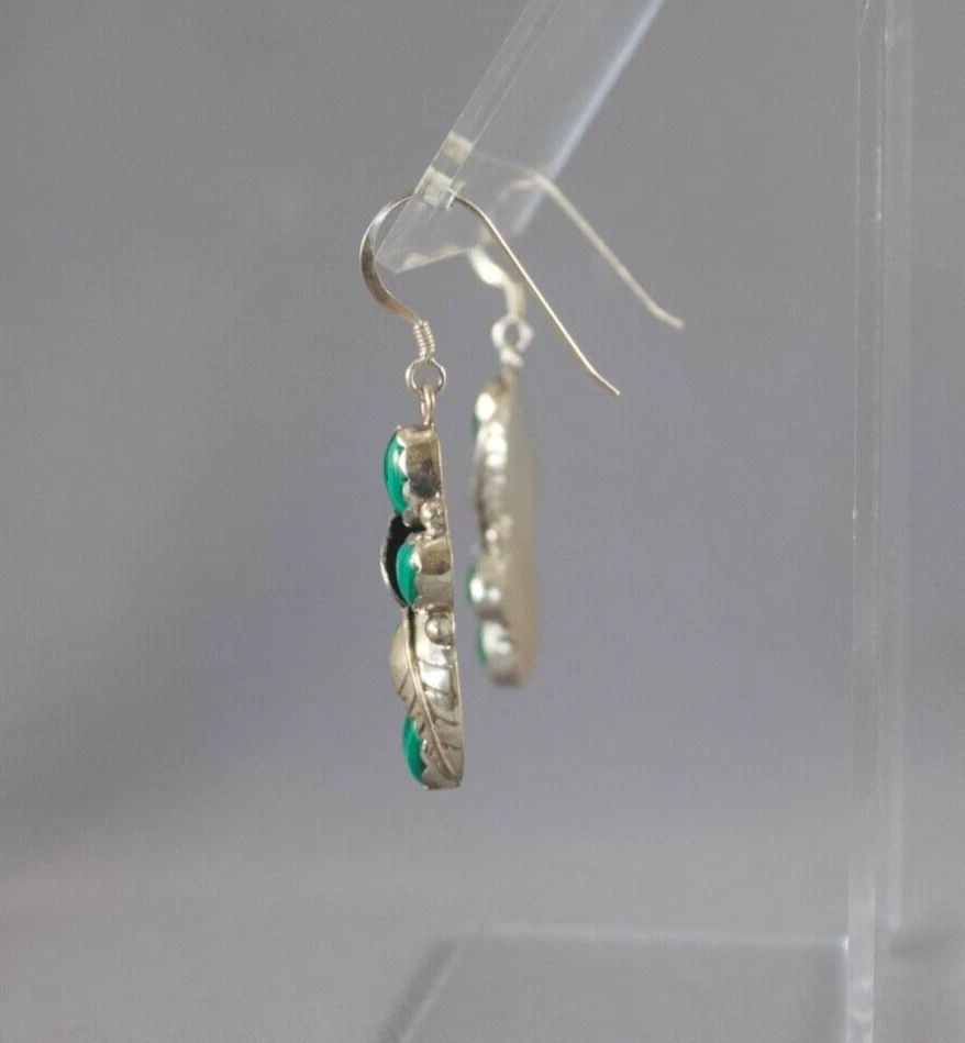 NAVAJO STERLING AND GREEN MALACHITE EARRINGS (1 of 2)