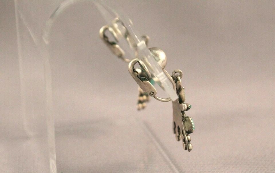 OLD PAWN ZUNI SILVER AND NEEDLE POINT TURQUOISE EARRINGS (1 of 2)