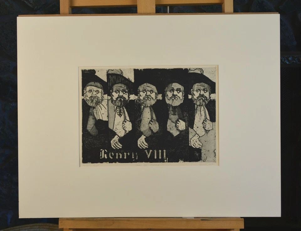 VTG INTAGLIO PRINT - KING HENRY VIII ARTIST'S PROOF PENCIL SIGNED - HAMILL 1967 (1 of 2)