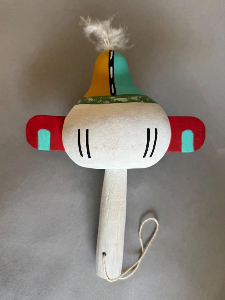 VINTAGE HOPI KACHINA DANCE RATTLE 9" TALL (1 of 2)