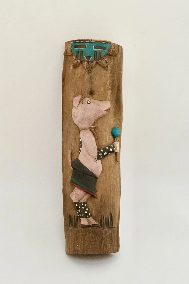VINTAGE NAVAJO PIG KACHINA DOLL BY ROB MANYGOATS 8 7/8" TALL: Item Description: 8 7/8" Tall Signed on Bottom ..