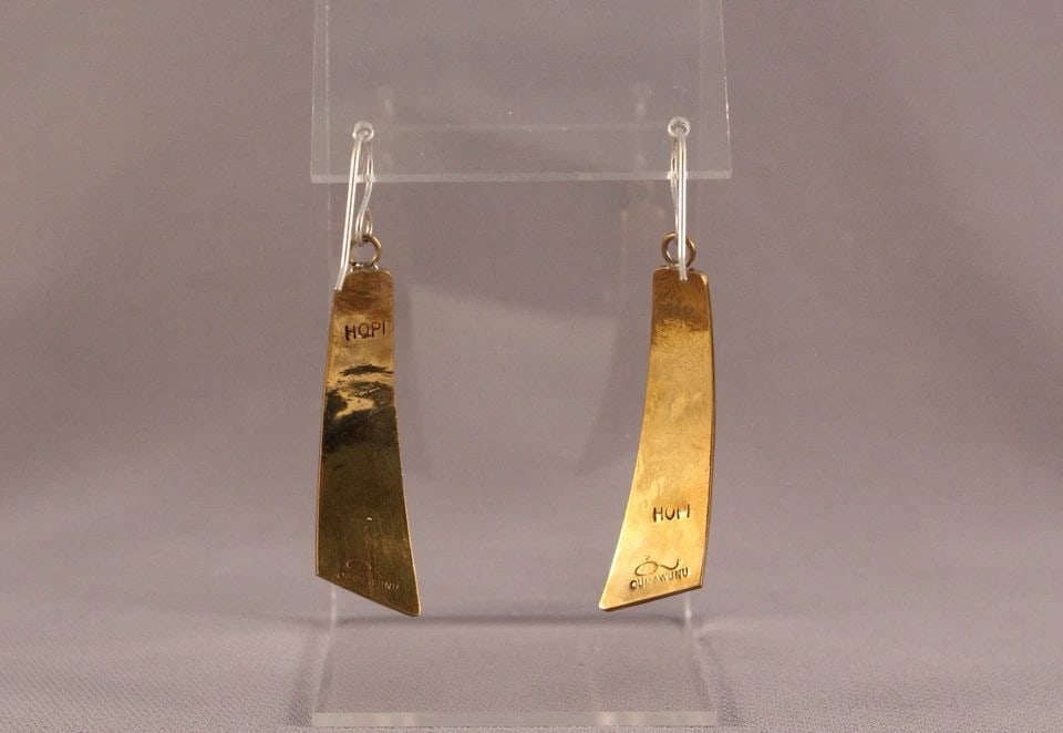 HOPI COPPER OR BRASS EARRINGS BEAR CLAW ..QUMAWUNU (1 of 2)