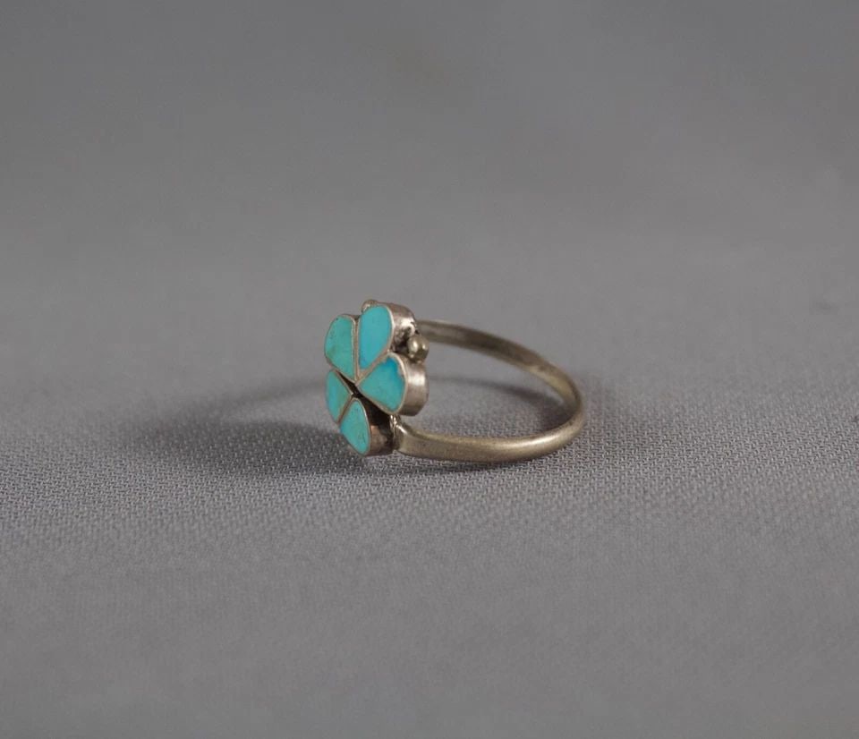 OLD PAWN ZUNI TURQUOISE RING SIZE 6 AND ADJUSTABLE LARGER: OLD PAWN ZUNI TURQUOISE RING SIZE 6 AND ADJUSTABLE LARGER Item Description: 1/2” tall