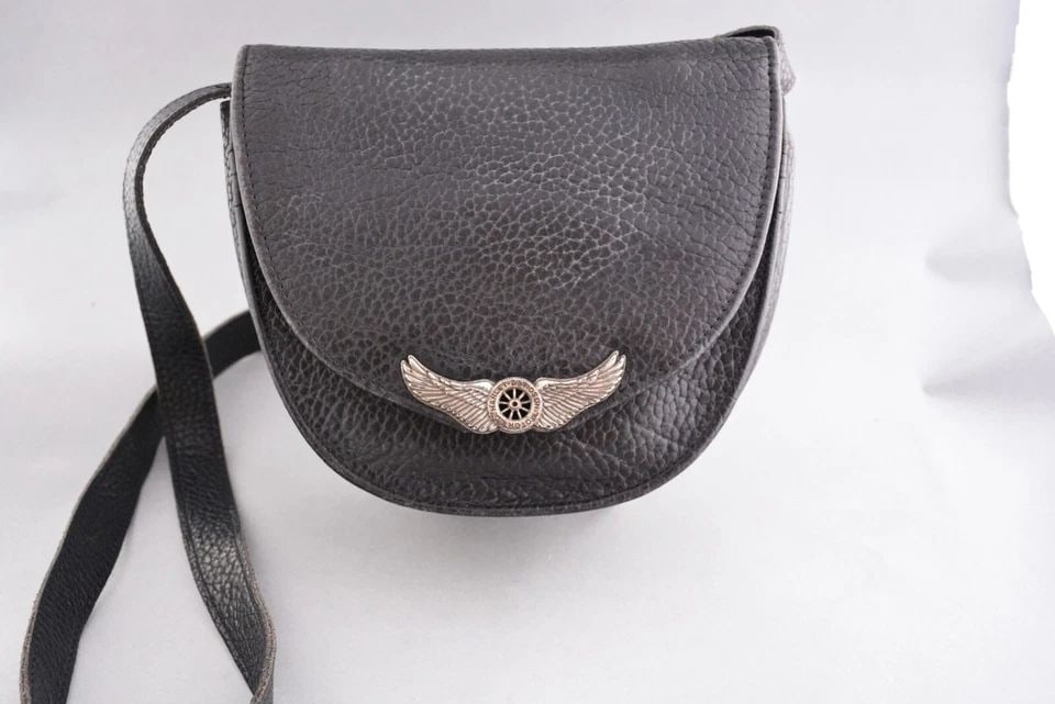 HARLEY DAVIDSON BLACK LEATHER VINTAGE CROSSBODY PURSE SATCHEL (1 of 2)