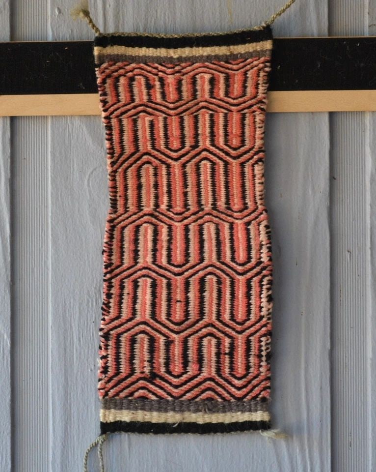 OLD NAVAJO SAMPLER RUG - TWILL WEAVE - 15" X 6.25" (1 of 2)