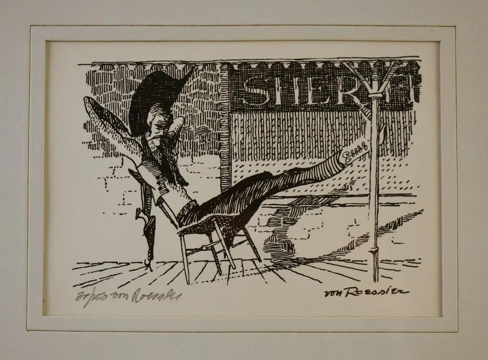 FUN CARICATURE OLD WEST SHERIFF - SIGNED LMTD ED PRINT - HENRY VON ROESSLER (1 of 2)