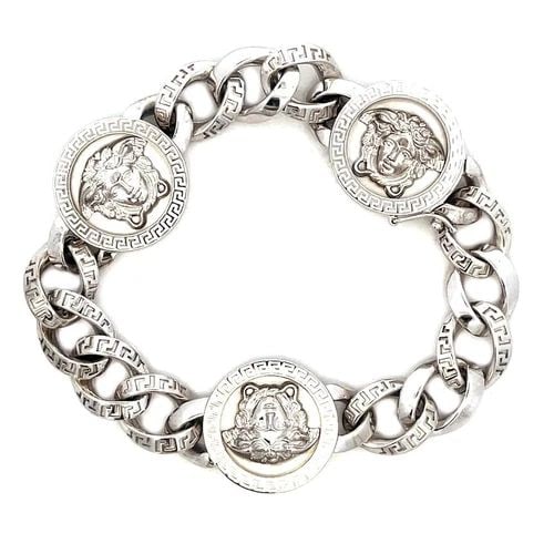 GIANNI VERSACE GOLD BRACELET 18K WHITE MEDUSA MEDALLION 9" LONG (1 of 2)