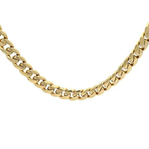 MEN'S 10K YELLOW GOLD 9MM WIDE CURB LINK CHAIN 144.2 GR 25.5" L LIQUIDATION: MEN'S 10K YELLOW GOLD 9MM WIDE CURB LINK CHAIN 144.2 GR 25.5" L This is a long men's chain necklace, it is crafted from 10k yellow gold and has a 9mm width and it is 4mm thick with the famous curb cha
