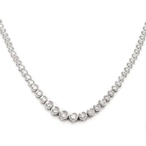 PLATINUM 4 CARATS DIAMONDS GRADUATED ETERNITY TENNIS NECKLACE 15" LONG (1 of 2)
