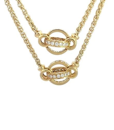 GARRARD DIAMOND GOLD NECKLACE 18K YELLOW GEOMETRIC BALL MOTIFS SPIGA 32" L (1 of 2)
