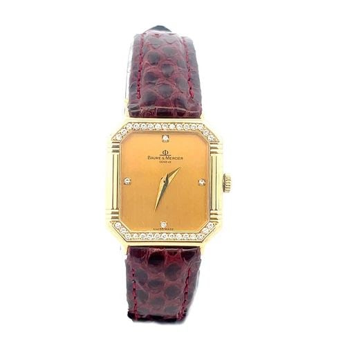 BAUM & MERCIER DIAMOND GOLD LADIES WATCH MANUEL QUARTZ LEATHER BAND (1 of 2)
