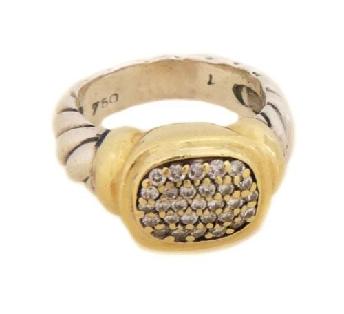 DAVID YURMAN NOBLESSE DIAMOND 18K GOLD 925 SILVER CABLE RING LIQUIDATION!: DAVID YURMAN NOBLESSE DIAMOND 18K GOLD 925 SILVER CABLE RING ! David Yurman Noblesse Diamond 18k Gold 925 Silver Cable Ring ! Description This authentic ring is by David Yurman from the Noblesse Colle