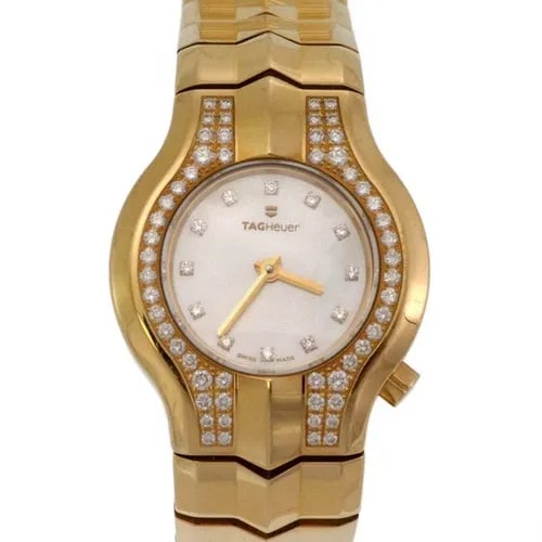TAG HEUER LADIES WRISTWATCH ALTER EGO DIAMOND 18K YELLOW GOLD MOTHER OF PEARL: TAG HEUER LADIES WRISTWATCH ALTER EGO DIAMOND 18K YELLOW GOLD MOTHER OF PEARL The Tag Heuer Ladies Wristwatch Alter Ego Diamond 18k Yellow Gold Mother of Pearl is a luxurious timepiece designed for wo