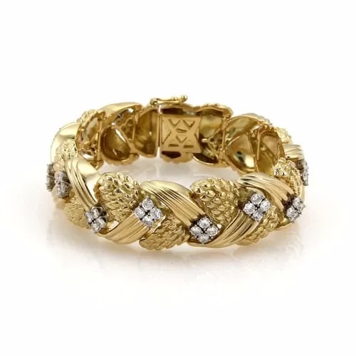 DIAMOND GOLD BRACELET 3.80CT TEXTURED WIDE 16K YELLOW 78 GRAMS! (1 of 2)