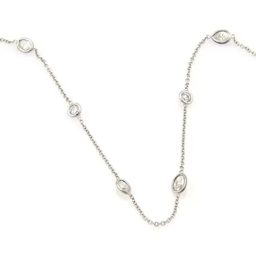 7.40CT DIAMOND BY THE YARD GOLD NECKLACE 6.50CT 14K WHITE ASSORTED SHAPE 36" (1 of 2)