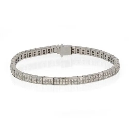 H. STERN 7.10CT PRINCESS CUT DIAMOND 18K WHITE GOLD 5MM TENNIS BRACELET (1 of 2)