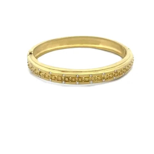 DORIS PANOS DIAMOND GOLD BRACELET BANGLE 18K YELLOW HINGED BEAD STYLE (1 of 2)