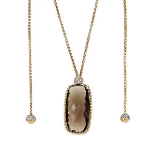 DAVID YURMAN LONG NECKLACE PENDANT DIAMOND SMOKY QUARTZ 18K GOLD LONG CHAIN 64": DAVID YURMAN LONG NECKLACE PENDANT DIAMOND SMOKY QUARTZ 18K GOLD LONG CHAIN 64" David Yurman Diamond Smoky Quartz Long 18k Gold Pendant Long Chain 64" Description This authentic chic long chain and pe