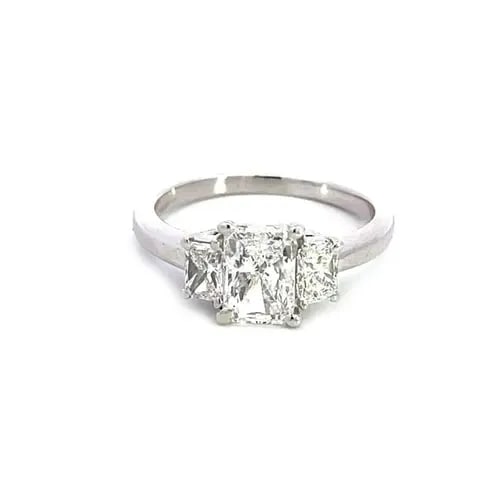 DIAMOND ENGAGEMENT RING PLATINUM RADIANT CUT 1.11CT W/ACCENT GIA (1 of 2)
