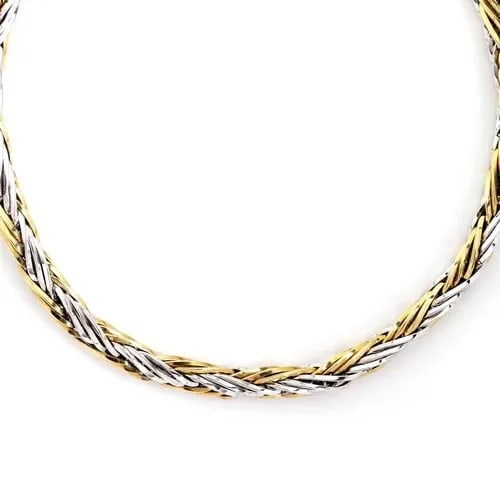 ITALY 14K TWO TONE GOLD 8.5MM THICK WOVEN LINK NECKLACE 18" LONG (1 of 2)