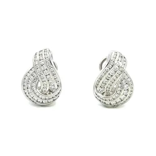 CHARLES KRYPELL DIAMOND EARRINGS 1.80CT 18K WHITE GOLD 3 ROWS RIBBON LOOP: CHARLES KRYPELL DIAMOND EARRINGS 1.80CT 18K WHITE GOLD 3 ROWS RIBBON LOOP This is a gorgeous authentic pair of earrings by Charles Krypell, they are crafted from 18k white gold featuring long wide rib