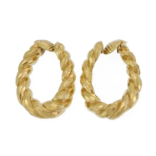 17K YELLOW GOLD HAMMERED SHRIMP DESIGN HOOP CLIP-ON EARRINGS: 17K YELLOW GOLD HAMMERED SHRIMP DESIGN HOOP CLIP-ON EARRINGS 17k Yellow Gold Hammered Shrimp Design Hoop Clip-On Earrings Description This is a beautiful pair of earrings. They are exquisitely crafted